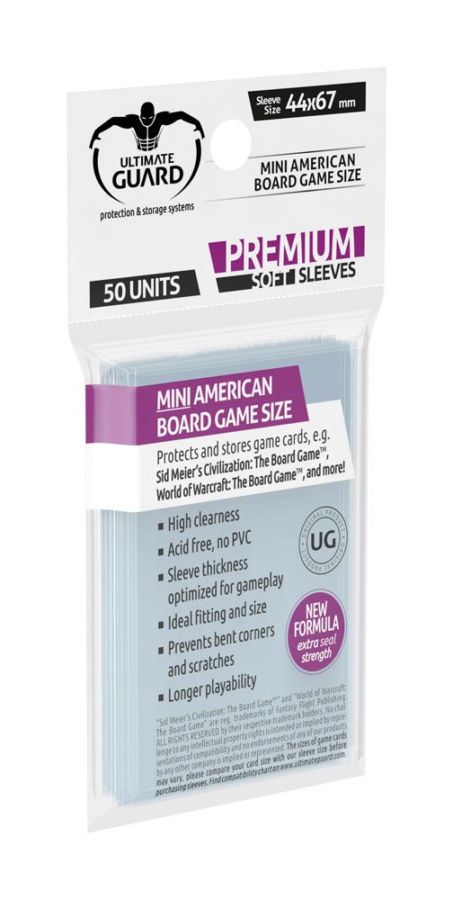 Ultimate Guard Premium Soft Sleeves for Board Game Cards Mini American (50) 2 Ultimate Guard Premium Soft Sleeves for Board Game Cards Mini American (50) - Bilde 2