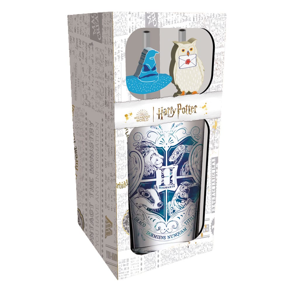 Harry Potter Glass Tumbler med Sugerør Hogwarts 485 ml 1 Harry Potter Glass Tumbler med Sugerør Hogwarts 485 ml