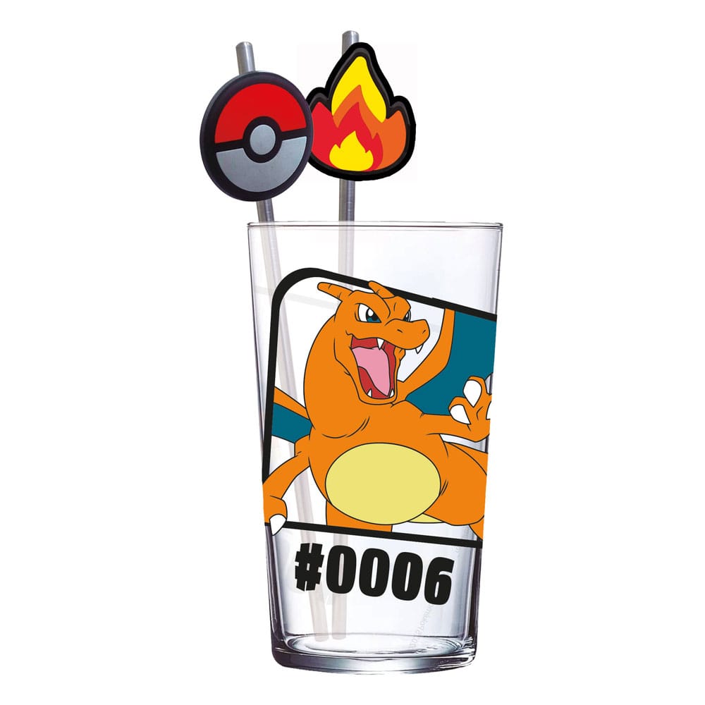 Pokemon glasskopp med sugerør Charizard 480 ml 1 Pokemon glasskopp med sugerør Charizard 480 ml