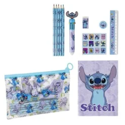 Disney Stitch skolesett med transparent pennal