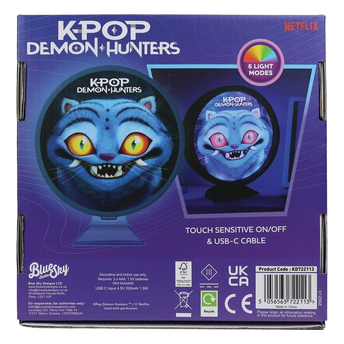 KPop Demon Hunters Stemningslampe med USB-C Derpy 11 cm 2 Blue Sky Studios KPop Demon Hunters Mood Lamp with USB-C Derpy 11cm bilde 2