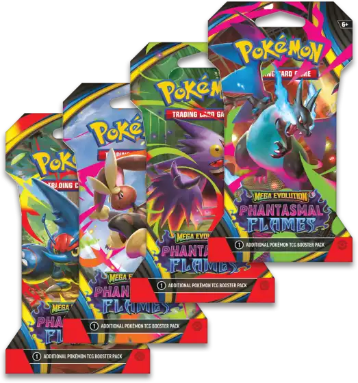 Pokemon Mega Evolution Phantasmal Flames Sleeved Booster Pakke 1 Pokemon Mega Evolution Phantasmal Flames Sleeved Booster Pakke