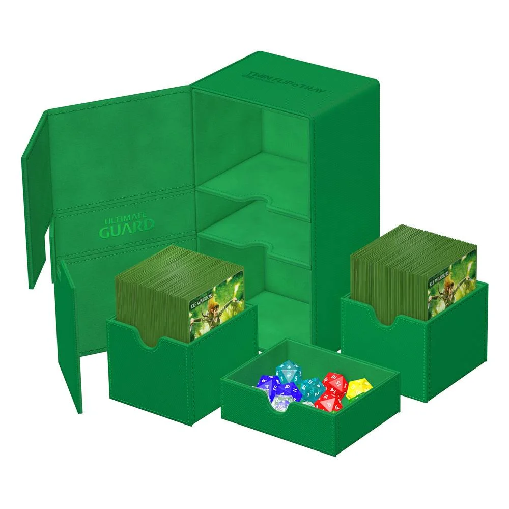 Ultimate Guard Twin Flip'n'Tray 200+ Xenoskin - Green 5 Ultimate Guard Ultimate Guard Twin Flip'n'Tray 200+ Xenoskin - Green bilde 5