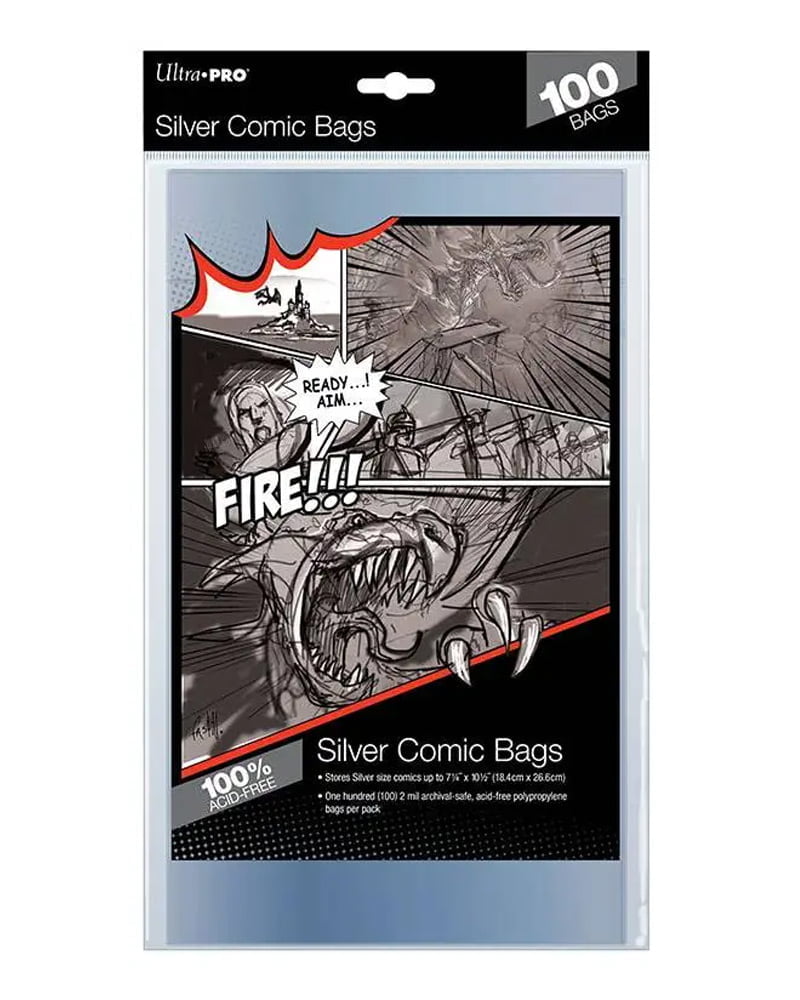 UltraPro Comic Bags Silver Size 100 stk 1 UltraPro Comic Bags Silver Size 100 stk