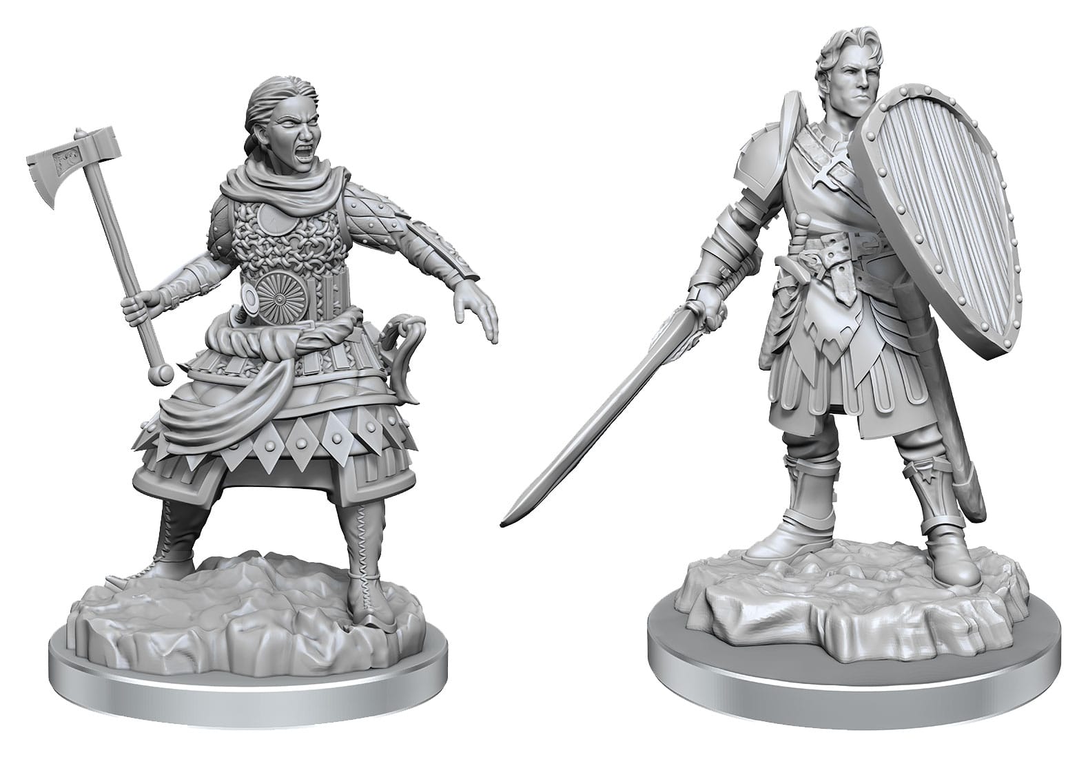 D&D Nolzur's Marvelous Miniatures Unpainted Miniatures 2-Pack Human Fighters 1 D&D Nolzur's Marvelous Miniatures Unpainted Miniatures 2-Pack Human Fighters