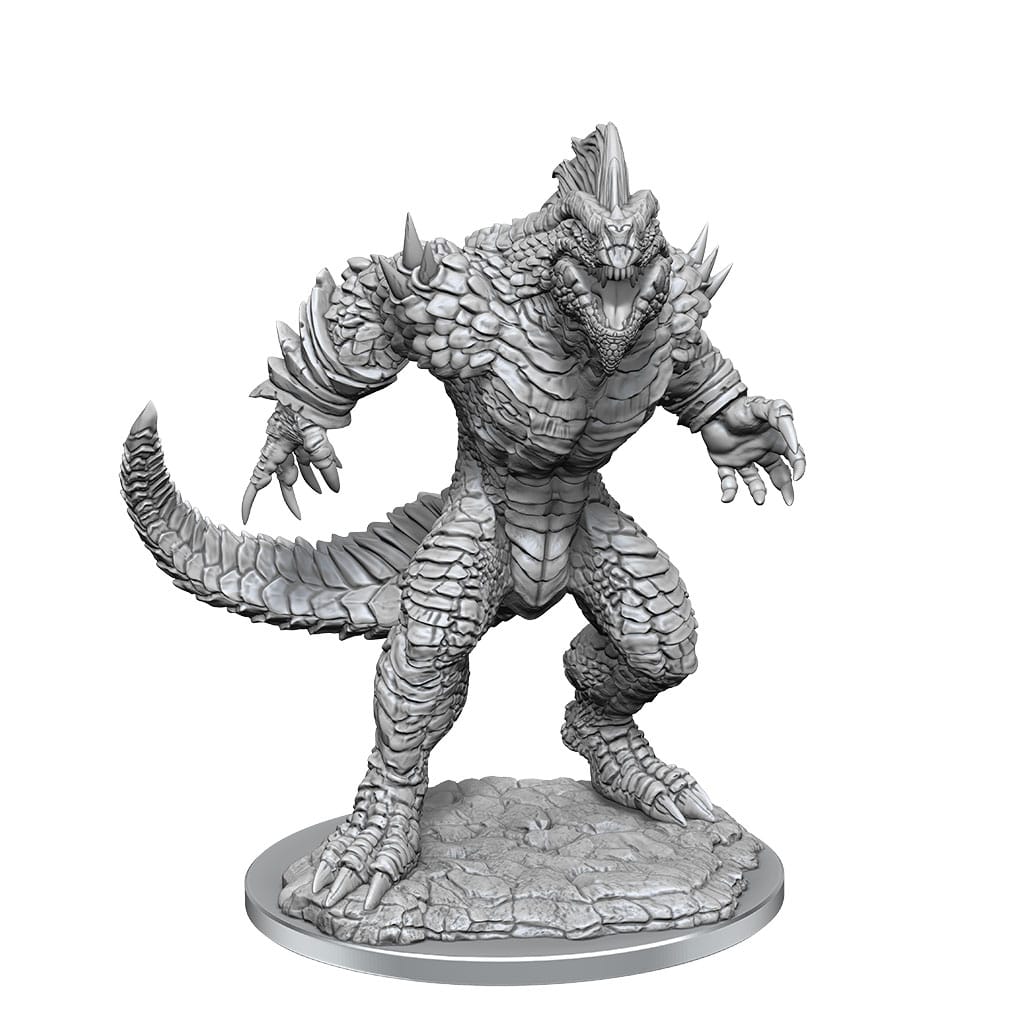 D&D Nolzur's Marvelous Miniatures miniature Unpainted Lizardfolk Render 1 D&D Nolzur's Marvelous Miniatures miniature Unpainted Lizardfolk Render
